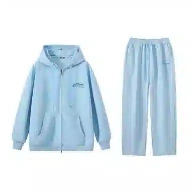 三体 水滴系列 美式复古简约基础款字母印花宽松百搭舒适连帽卫衣垂感中腰直筒裤子休闲运动套装 男女同款