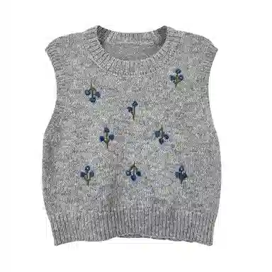 红蜻蜓 简约圆领刺绣马甲背心针织衫 女款