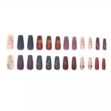 馨枕居 复古磨砂小花条纹  穿戴甲 中梯紫色跳色 可爱