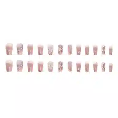 馨枕居 仙气梦幻  穿戴甲 长方粉色晕染 蝴蝶山茶花