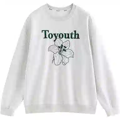 初语 慵懒风刺绣百合花套头圆领无帽卫衣 女款