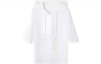 【dme】 纯色连帽抽绳短袖针织衫 女款 本白