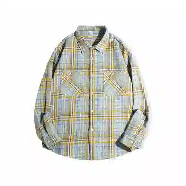 重磅基础 美式复古休闲百搭长袖衬衫 男女同款 黄色