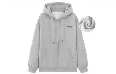 东鲸岁时记 纯色拉链宽松字母刺绣加绒开衫连帽卫衣 女款