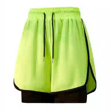 兰缪 美式复古纯色基础款舒适宽松亲肤柔软透气户外运动日常通勤无性别主义高街风百搭系带假两件三分中腰篮球裤休闲短裤 男女同款