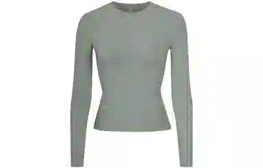 SKIMS Cotton Jersey Long Sleeve T-Shirt Mineral