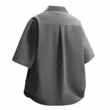 敦煌博物馆 美式潮流假两件拼色宽松百搭通勤休闲百搭短袖衬衫 男女同款