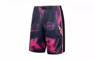 乔丹 满印中腰系带舒适透气直筒篮球裤 男款 智能粉印花/黑色