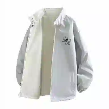 兰缪 美式高街风复古纯色基础款字母品牌防风日常山系通勤户外百搭运动休闲宽松长袖夹克外套 男女同款