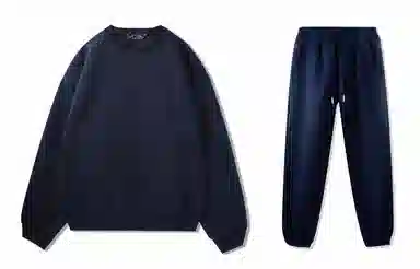 我是大卫 运动宽松圆领潮流休闲束脚卫衣套装 男女同款 藏青色