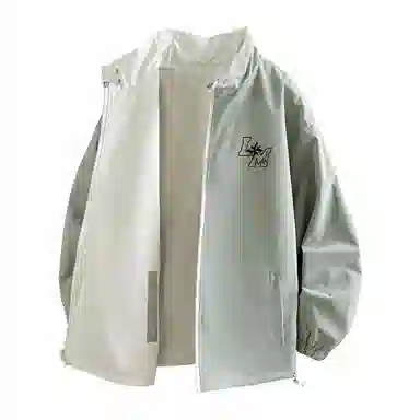 兰缪 美式高街风复古纯色基础款字母品牌防风日常山系通勤户外百搭运动休闲宽松长袖夹克外套 男女同款