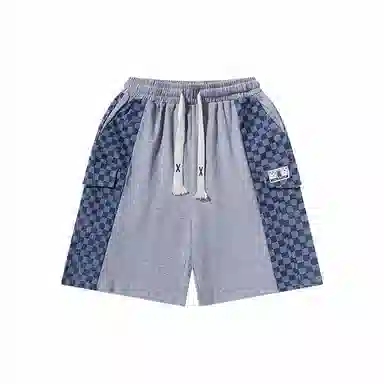 乱步 复古美式街头嘻哈做旧格子口袋学生夏季宽松透气个性宽松男五分短裤 男女同款