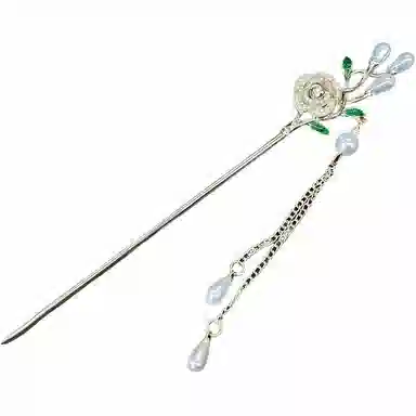 【永不凋零】 指尖瑰宝 古风花朵流苏步摇古典国潮文艺盘发汉服简约百搭对着黄昏许愿 合金/珍珠 发簪 女款