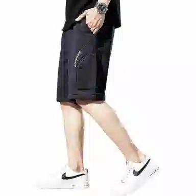 贵色 美式高街重工水洗学院风松弛感设计感针织薄款宽松慵懒风五分中裤子休闲短裤 男女同款