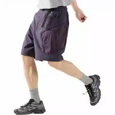 蓝岐 直筒拼接工装口袋户外撞色软壳五分休闲短裤 男女同款