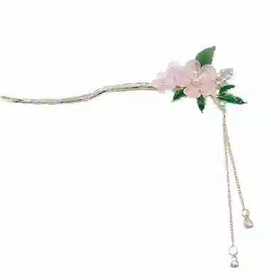 【海棠依旧】 指尖瑰宝 古风粉色花朵流苏气质盘发步摇簪子古典国风中式高级复古头饰发钗汉服旗袍配饰 合金/亚克力 发簪 女款