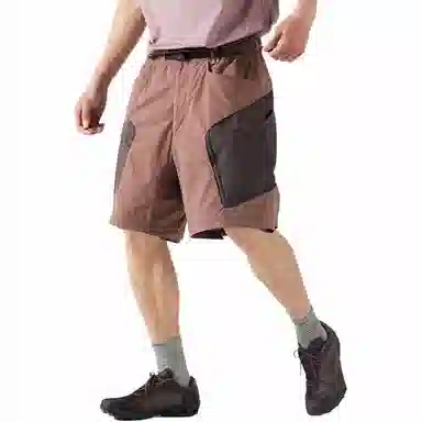 蓝岐 直筒拼接工装口袋户外撞色软壳五分休闲短裤 男女同款