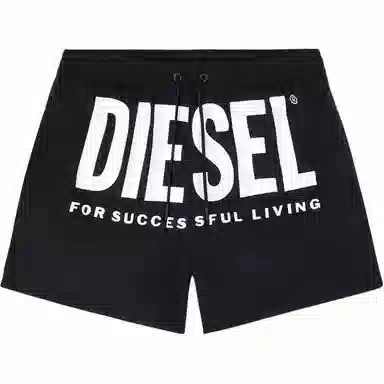 DIESEL Letter Print Swim Shorts Black