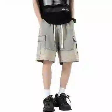 宜而爽 美式复古潮流宽松牛仔短裤 男女同款