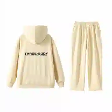 三体 到这里来吧系列 简约基础款字母印花宽松美式复古百搭连帽开衫长袖垂感自然直筒潮牌跑步健身篮球休闲运动套装 男女同款