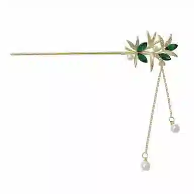 【风摇翠竹】 指尖瑰宝 中式国风清冷感竹叶流苏发钗国潮复古小众森系竹叶节节高升流苏步摇盘发旗袍发饰通勤日常 合金 发簪 女款