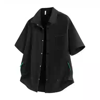 顶峰保罗 薄款翻领宽松休闲百搭通勤潮流简约短袖衬衫 男女同款