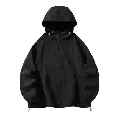 潮流舒适宽松美式时尚设计感简约山系户外露营通勤轻薄运动吸汗速干休闲多功能超轻透气凉感抽绳连帽情侣百搭外套防晒服 男女同款