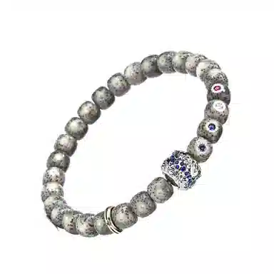 钰澜文玩 龙虎山毛感料镶嵌+水纹珠搭配款佛珠手把件 星月菩提 手串 男女同款情侣款