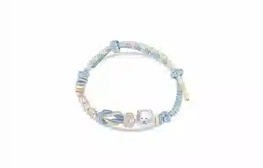 【S999纯银】 牧言 自嘲熊 萌趣可爱卡通简约小众设计高级感 立体磨砂小熊镂空交织如意结双色编绳 恋爱好运 足银 手绳 男女同款情侣款