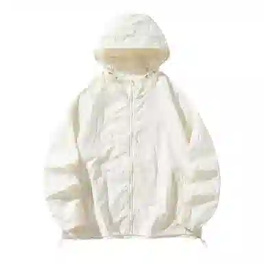 潮流舒适宽松美式时尚设计感简约山系户外露营通勤轻薄运动吸汗速干休闲多功能超轻透气凉感抽绳连帽情侣百搭外套防晒服 男女同款