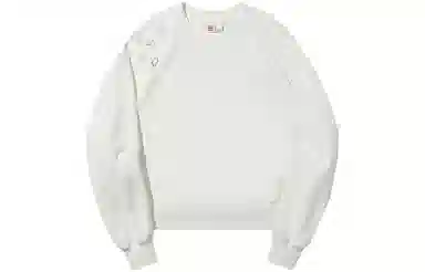 中国李宁 刺绣印花圆领套头卫衣 女款 乳白色