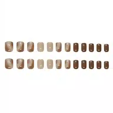 馨枕居 优雅时尚少女温柔  穿戴甲 短款咖色晕染 细闪