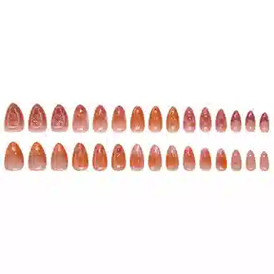 馨枕居 简约法式花朵  穿戴甲 中长款棕色纯色 爆闪