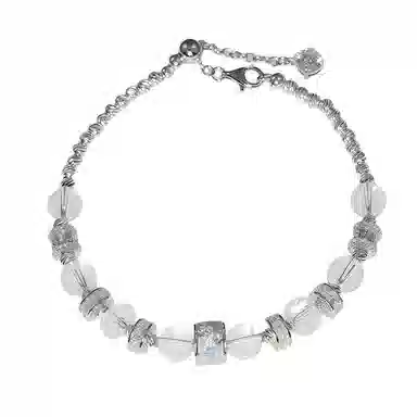 金杰福 星轨雕花隔片+宝石能量珠 极光幻彩扣轻奢珠宝天然 白水晶 手链 女款