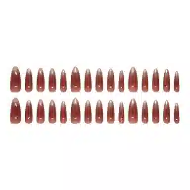 馨枕居 高级感纯色  穿戴甲 长款酒红色渐变 猫眼