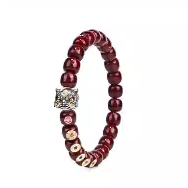 钰澜文玩 麒麟降瑞朱供镶嵌单圈文玩手把件 菩提根 手串 男女同款情侣款