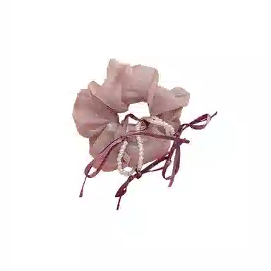 水中玉 温柔缎面蝴蝶结网纱大肠发圈扎头发绳慵懒风高弹力头饰 皮筋 头绳 女款