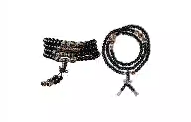 百利金 六字真言 创意设计国潮新中式复古简约精致转运 虎睛石多圈手饰 黑曜石 玉石手串 男女同款情侣款