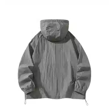 潮流舒适宽松美式时尚设计感简约山系户外露营通勤轻薄运动吸汗速干休闲多功能超轻透气凉感抽绳连帽情侣百搭外套防晒服 男女同款