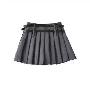 怪力萝莉 高腰纯色修身百褶裙休闲短裙 女款