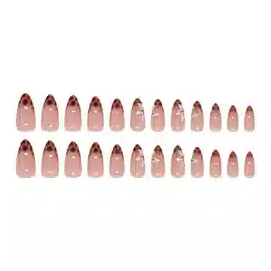 馨枕居 兰花豹纹可拆卸  穿戴甲 尖型裸粉纯色 法式