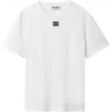 Miu Miu Logo Embellished T-Shirt White