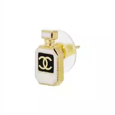CHANEL Logo Enamel Earrings White