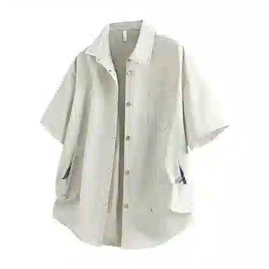 顶峰保罗 薄款翻领宽松休闲百搭通勤潮流简约短袖衬衫 男女同款