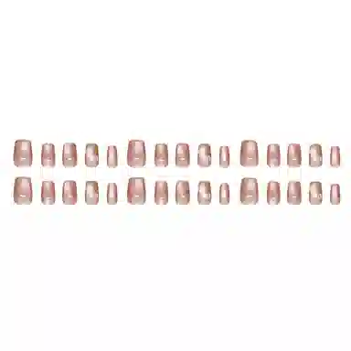 馨枕居 温柔郁金香  穿戴甲 短方圆裸色晕染 猫眼