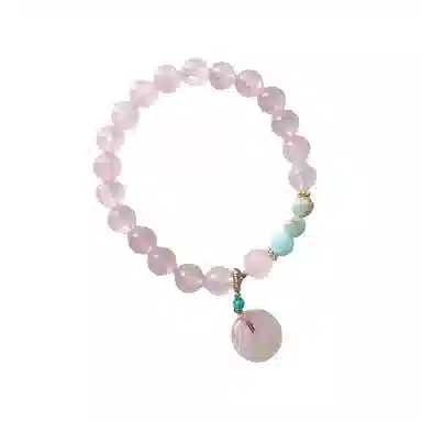 【岁月成诗】 指尖瑰宝 招桃花粉色平安扣手饰小众设计精致时尚顺遂平安桃花朵朵开平安好运转运暴富能量满满手饰天然 粉水晶 手串 女款