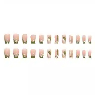 馨枕居 可爱短芭蕾清新自然法式  穿戴甲 短方浅绿跳色