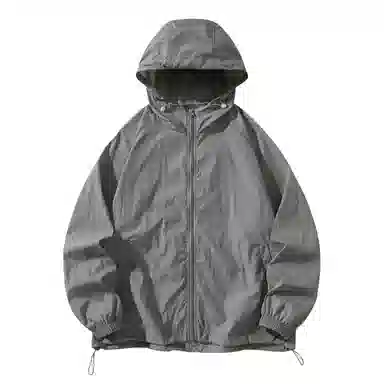 潮流舒适宽松美式时尚设计感简约山系户外露营通勤轻薄运动吸汗速干休闲多功能超轻透气凉感抽绳连帽情侣百搭外套防晒服 男女同款