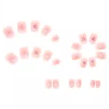 馨枕居 粉透爱心白色边显白  穿戴甲 短款粉色纯色