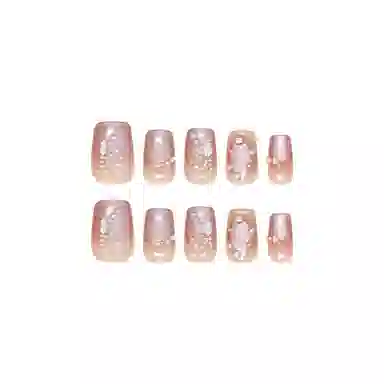 馨枕居 手工预制国风蝴蝶猫眼  穿戴甲 短方圆粉色渐变